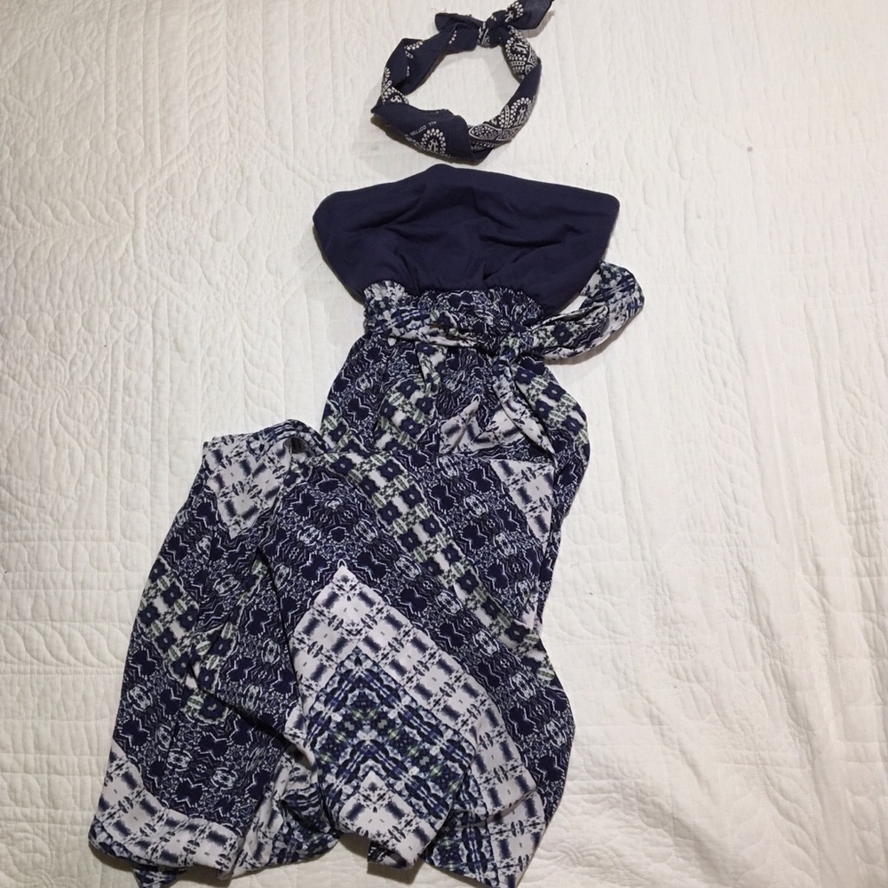 Navy print maxi dress